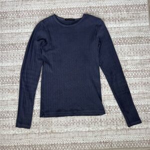 Brandy Melville Fitted Ribbed Blue Long Sleeve